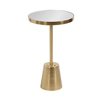 Tira Round Wood and Marble Side Table