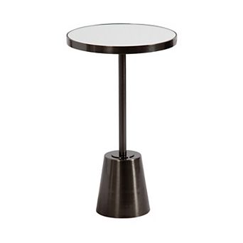 Tira Round Wood and Marble Side Table