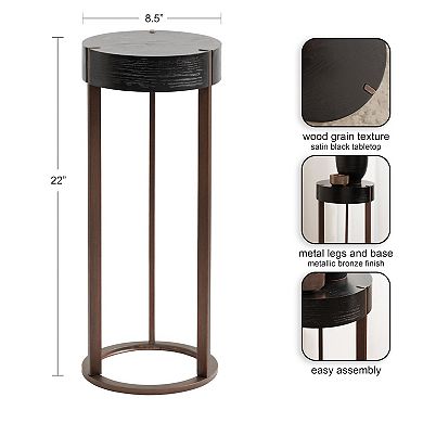 Rovin Drink Table Wood and Metal 9x9x22