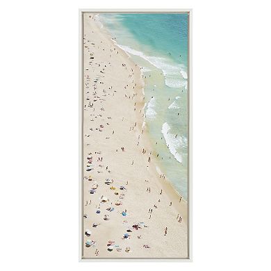 Sylvie Crowded Beach from Above Framed Canvas by Amy Peterson Art Studio
