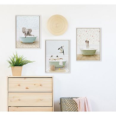 Sylvie Swans Hugging in Country Cottage Bath Framed Canvas by Amy Peterson Art Studio