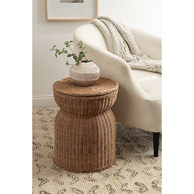 Thatch Rattan Side Table 17x17x21