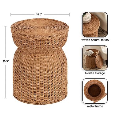 Thatch Rattan Side Table 17x17x21