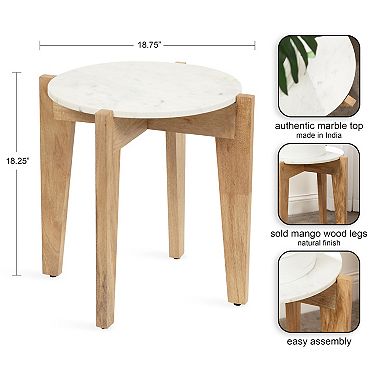 Icelyn Marble Side Table 18x18x18