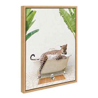 Sylvie Leopard in Bali Bath Framed Canvas by Amy Peterson Art Studio