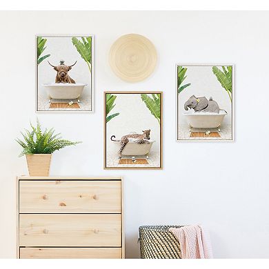 Sylvie Leopard in Bali Bath Framed Canvas by Amy Peterson Art Studio