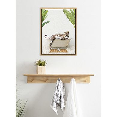Sylvie Leopard in Bali Bath Framed Canvas by Amy Peterson Art Studio