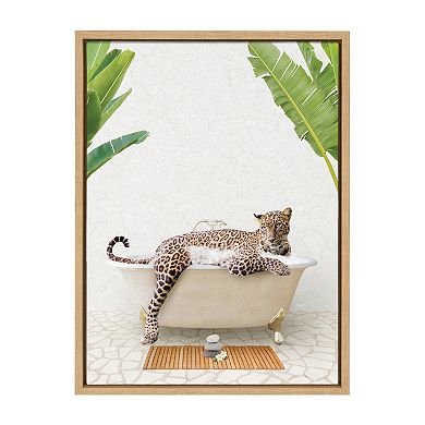 Sylvie Leopard in Bali Bath Framed Canvas by Amy Peterson Art Studio