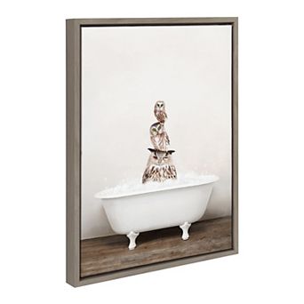 Sylvie Stacked Owls in Rustic Bath Framed Canvas by Amy Peterson Art Studio