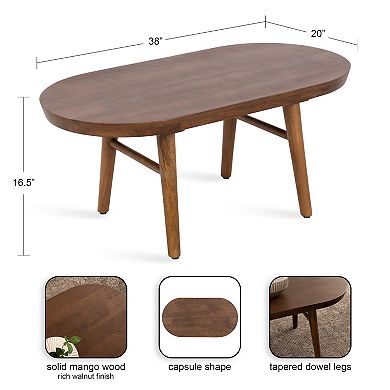 Conan Oval Wood Coffee Table 38x20x17