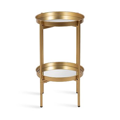 Celia Round 2-Tier Metal Foldable Tray Table 16x16x26