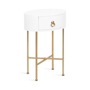 Decklyn Glam Oval Side Table 16x12x24