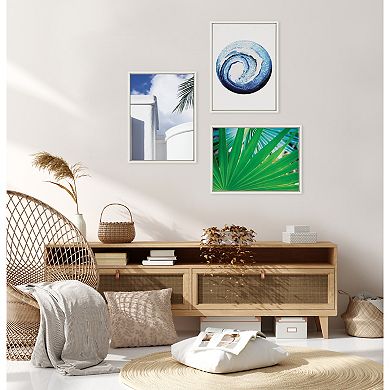 Sylvie Tropical Palm Frond Starburst Framed Canvas by Stephanie Klatt