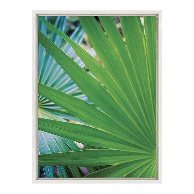 Sylvie Tropical Palm Frond Starburst Framed Canvas by Stephanie Klatt