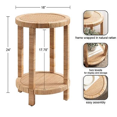 Rafina Rattan Side Table 16x16x24
