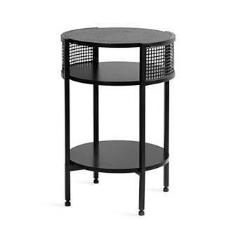Urso Round Side Table Wood and Metal 16x15x25