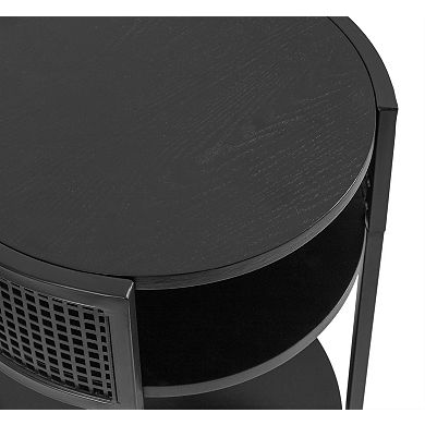 Urso Round Side Table Wood and Metal 16x15x25