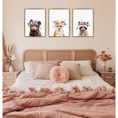 Sylvie Flower Crown Fox Framed Canvas by Amy Peterson Art Studio