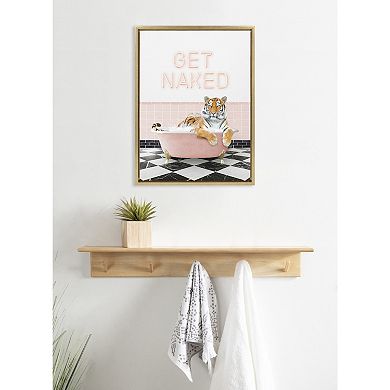 Sylvie Tiger Retro Pink Bath Framed Canvas by Amy Peterson Art Studio