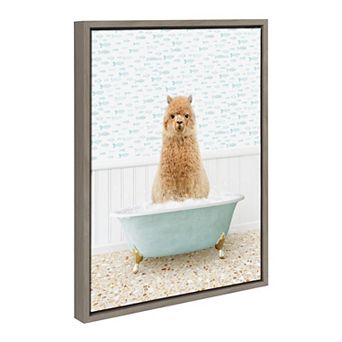 Sylvie Alpaca in Little Fish Bath Framed Canvas by Amy Peterson Art Studio