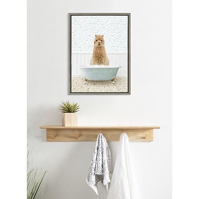 Sylvie Alpaca in Little Fish Bath Framed Canvas by Amy Peterson Art Studio