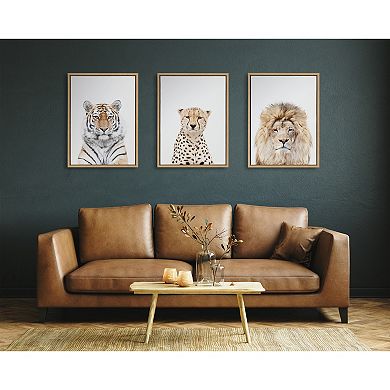 Sylvie Lion Stare Portrait Framed Canvas by Amy Peterson Art Studio