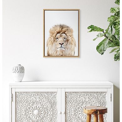 Sylvie Lion Stare Portrait Framed Canvas by Amy Peterson Art Studio