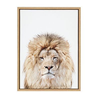 Sylvie Lion Stare Portrait Framed Canvas by Amy Peterson Art Studio