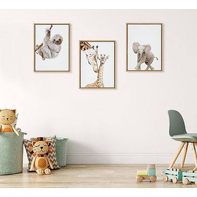 Sylvie Mother and Baby Giraffe Portrait Framed Canvas by Amy Peterson Art Studio