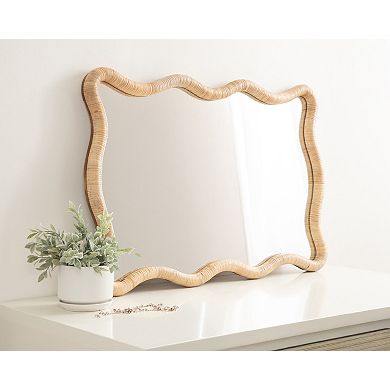 Rahfy Rattan Rectangle Scallop Mirror