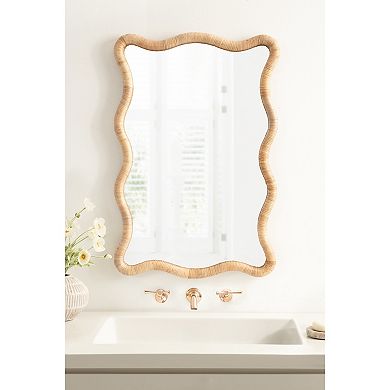 Rahfy Rattan Rectangle Scallop Mirror