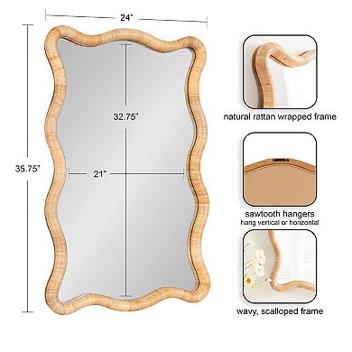 Rahfy Rattan Rectangle Scallop Mirror
