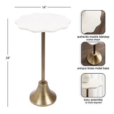 Sanzo Scalloped Marble and Metal Table