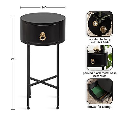 Decklyn Glam Round Side Table 14x14x24