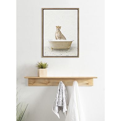 Sylvie Cheetah in Terrazzo Bath Framed Canvas by Amy Peterson Art Studio