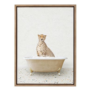 Sylvie Cheetah in Terrazzo Bath Framed Canvas by Amy Peterson Art Studio
