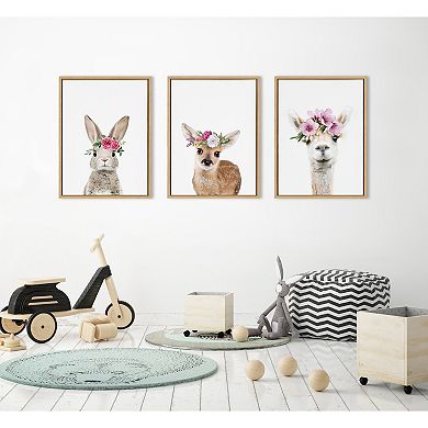 Sylvie Flower Crown Fawn Framed Canvas by Amy Peterson Art Studio