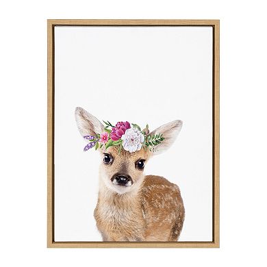 Sylvie Flower Crown Fawn Framed Canvas by Amy Peterson Art Studio