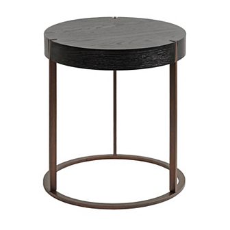 Rovin Side Table Wood and Metal 16x16x18