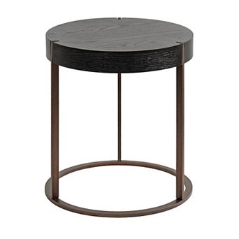 Rovin Side Table Wood and Metal 16x16x18