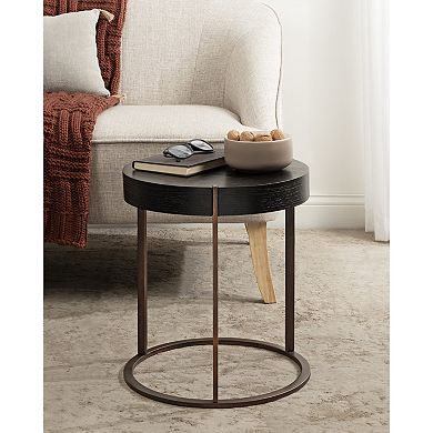 Rovin Side Table Wood and Metal 16x16x18