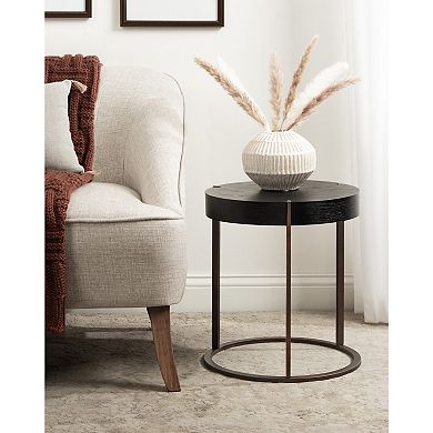 Rovin Side Table Wood and Metal 16x16x18