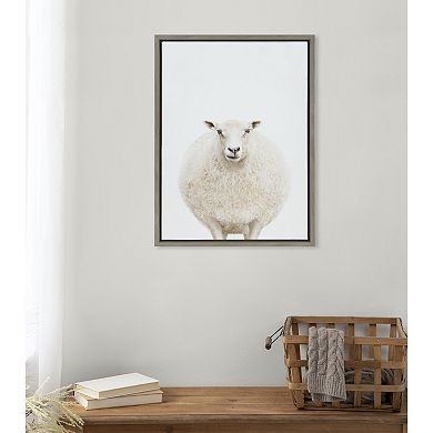 Sylvie Round Sheep Portrait Framed Canvas by Amy Peterson Art Studio