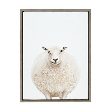 Sylvie Round Sheep Portrait Framed Canvas by Amy Peterson Art Studio