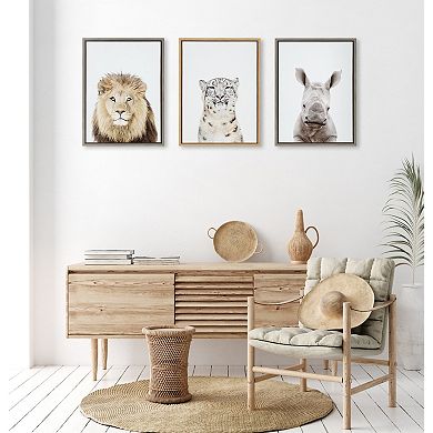 Sylvie Lion Thinking Portrait Framed Canvas by Amy Peterson Art Studio