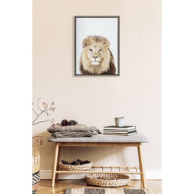 Sylvie Lion Thinking Portrait Framed Canvas by Amy Peterson Art Studio