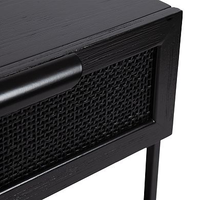 Ori Wood and Cane Side Table 18x15x24