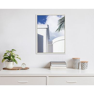 Sylvie White Buildings and Tropical Palms Framed Canvas by Stephanie Klatt