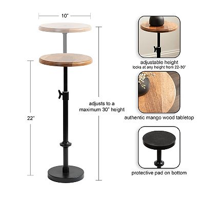 Engles Adjustable Wood Table and Plant Stand 10x10x30