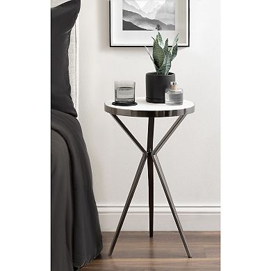 Gribben Round Marble Side Table 14x14x24